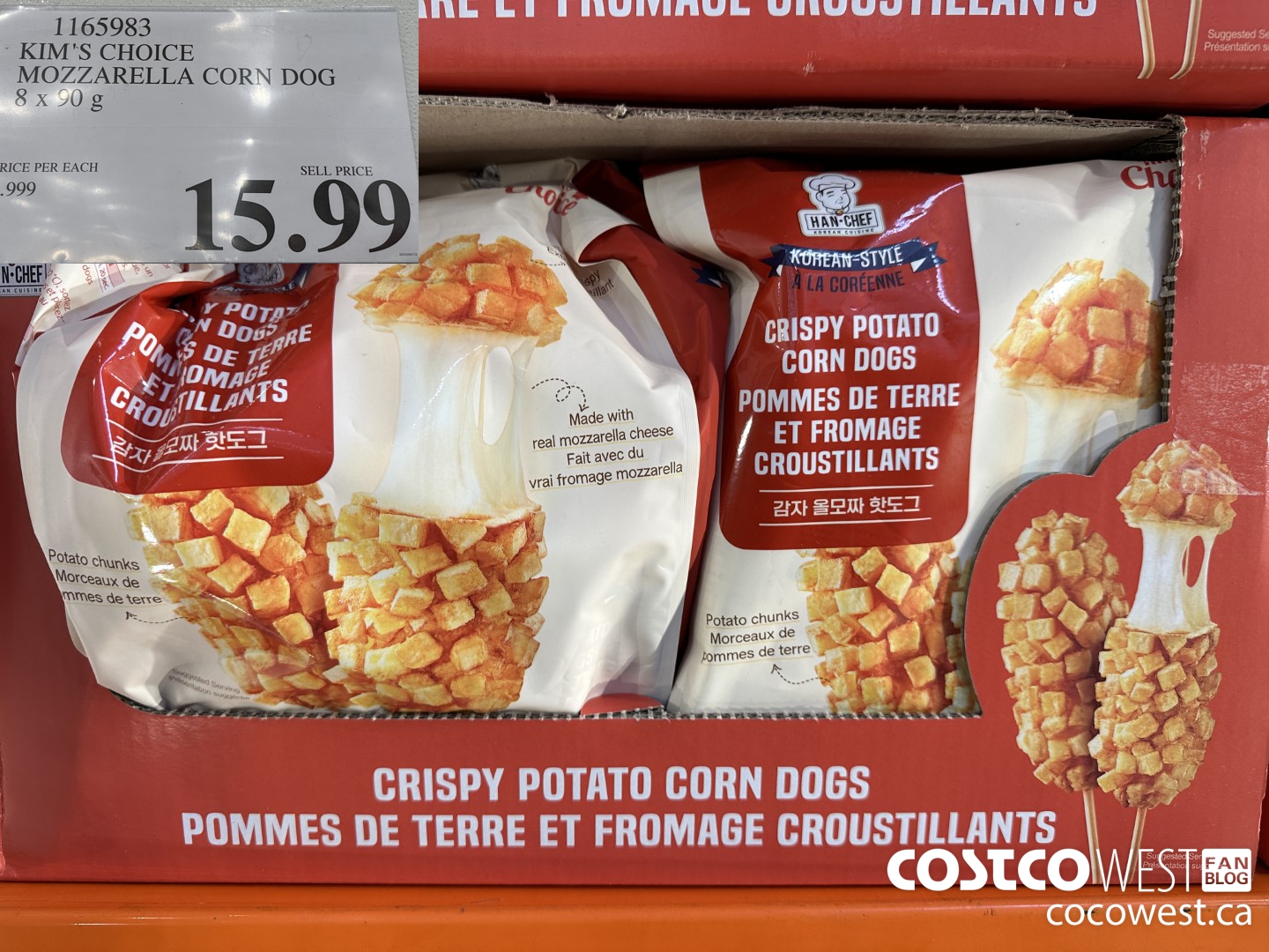 1165983 KIM'S CHOICE MOZZARELLA CORN DOG 8 X 90 G $15.99