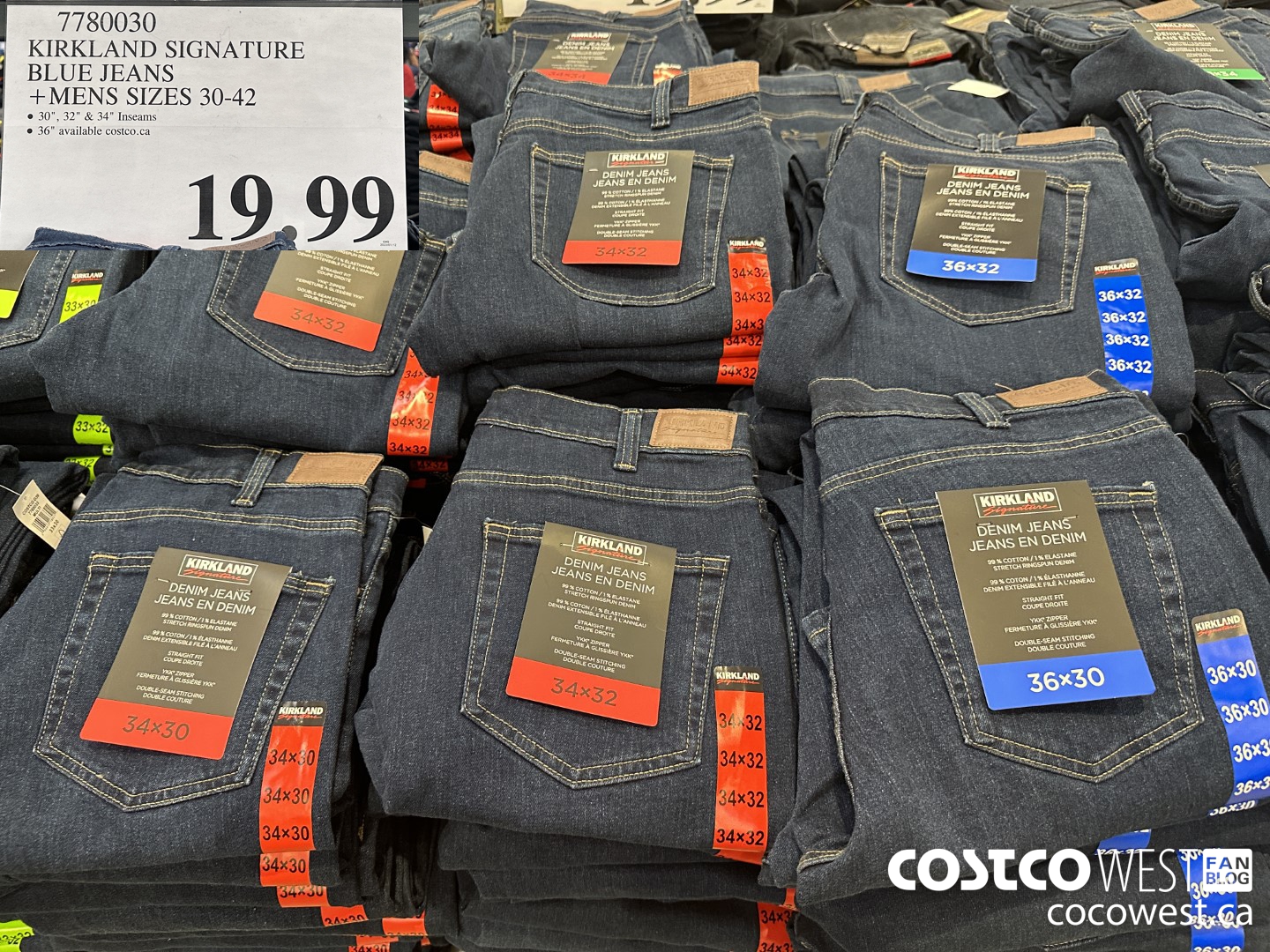 7780030 KIRKLAND SIGNATURE BLUE JEANS MENS SIZES 30-42 $19.99