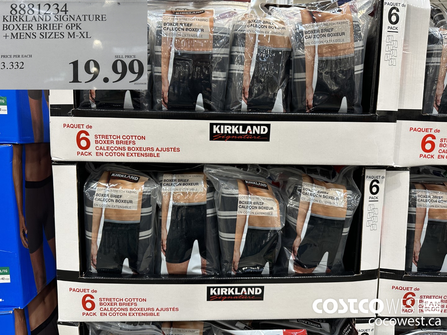 8881234 KIRKLAND SIGNATURE BOXER BRIEFS 6PK MENS SIZES M-XL  $19.99
