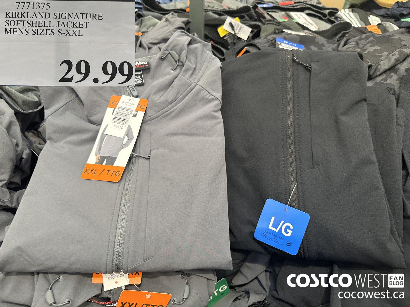 7771375 KIRKLAND SIGNATURE SOFTSHELL JACKET MENS SIZES S-XXL $29.99