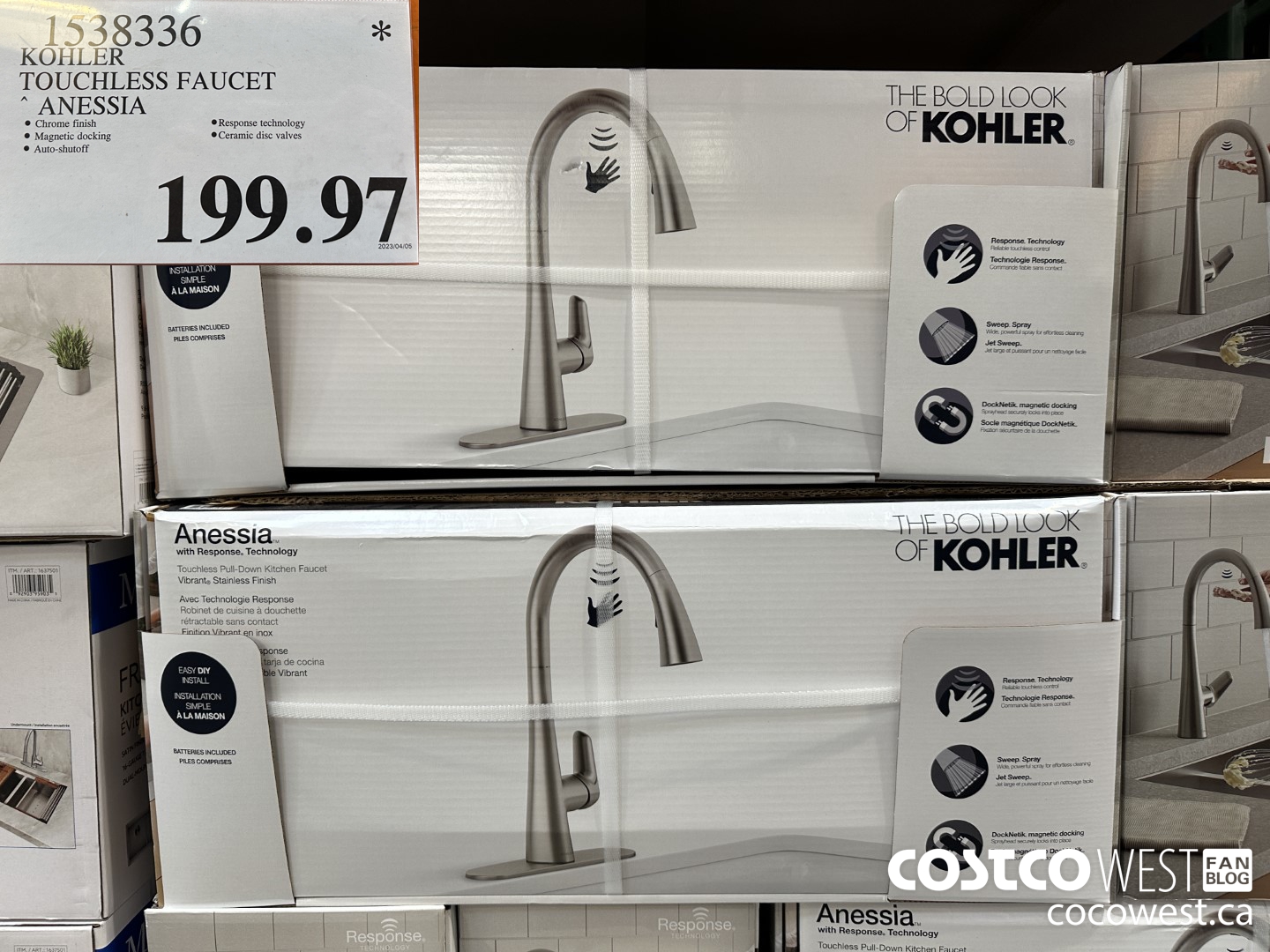 1538336 KOHLER TOUCHLESS FAUCET ANESSIA $199.97