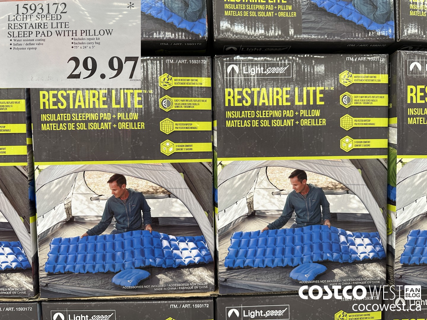 1593172 LIGHT SPEED RESTAIRE LITE SLEEP PAD WITH PILLOW $29.97