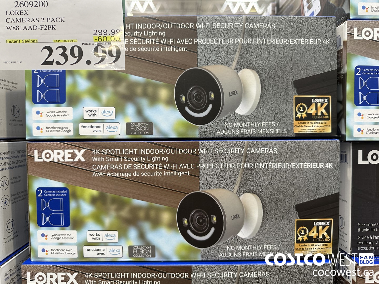 2609200 LOREX CAMERAS 2 PACK W881AAD-F2PK ($60.00 INSTANT SAVINGS EXPIRES ON 2023-04-30) $239.99