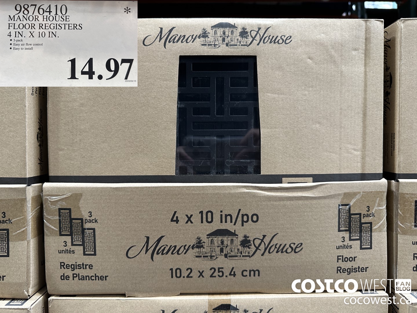 9876410 MANOR HOUSE FLOOR REGISTERS 4 IN. X 10 IN. $14.97