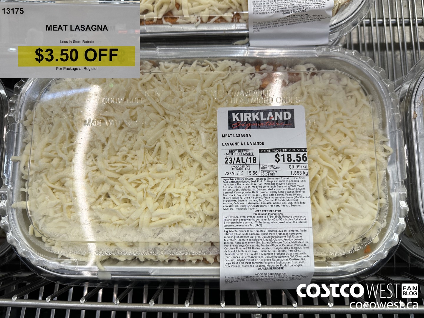 13175 MEAT LASAGNA ($3.50 INSTANT SAVINGS)