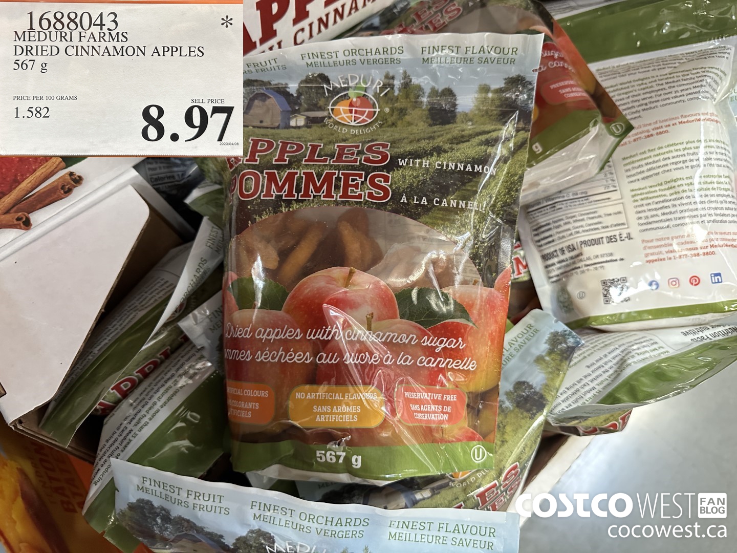 1688043 MEDURI FARMS DRIED CINNAMON APPLES 567 G $8.97