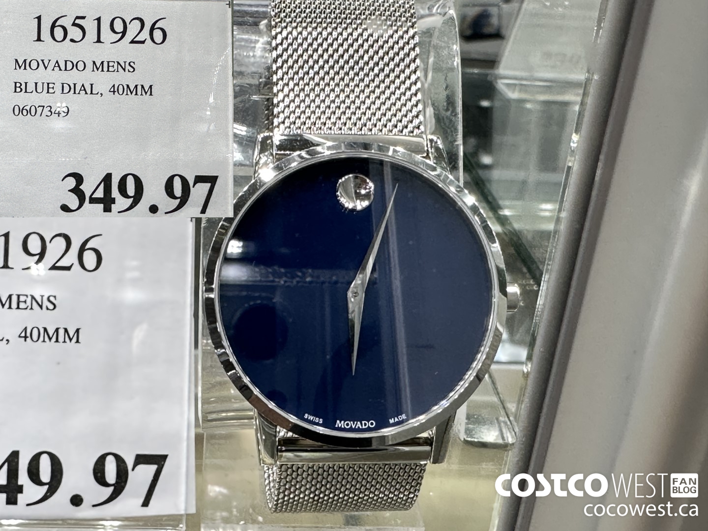 1651926 MOVADO MENS BLUE DIAL, 40MM 0607349 $349.97