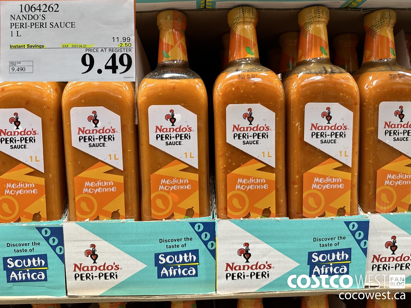 1064262 NANDO'S PERI-PERI SAUCE 1 L ($2.50 INSTANT SAVINGS EXPIRES ON 2023-04-23) $9.49