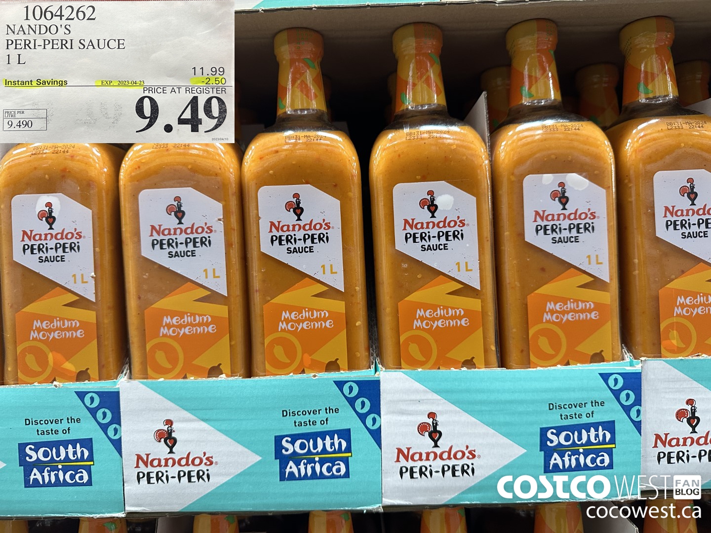 1064262 NANDO'S PERI-PERI SAUCE 1 L ($2.50 INSTANT SAVINGS EXPIRES ON 2023-04-23) $9.49