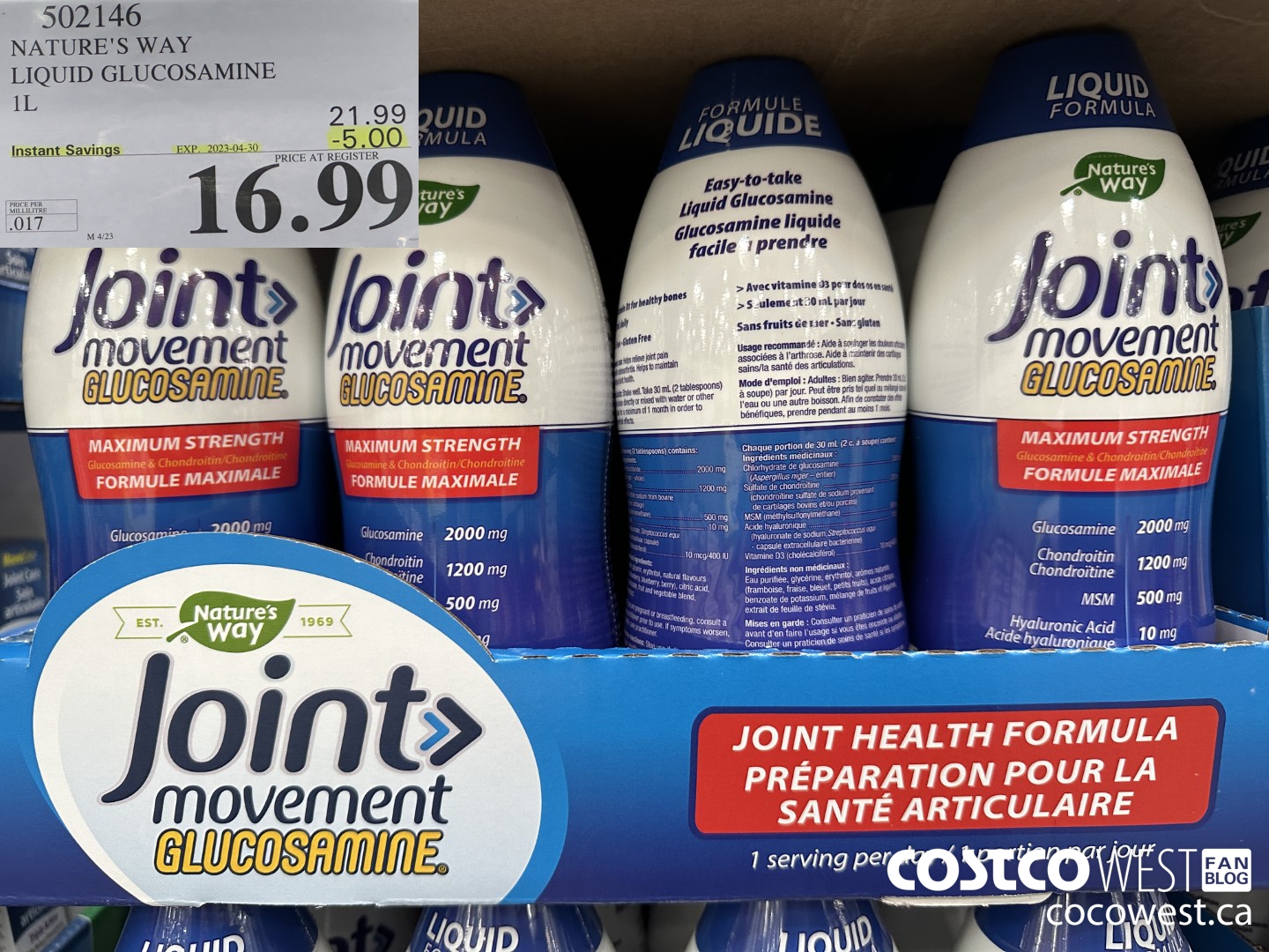 502146 NATURE'S WAY LIQUID GLUCOSAMINE 1 L ($5.00 INSTANT SAVINGS EXPIRES ON 2023-04-30) $16.99