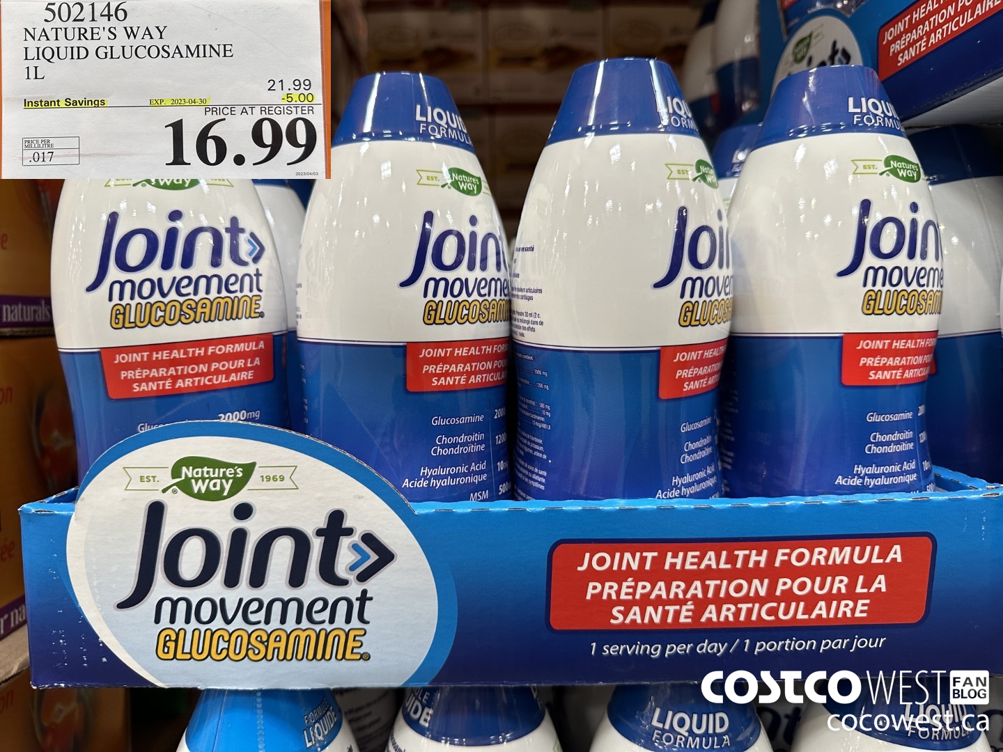 502146 NATURE'S WAY LIQUID GLUCOSAMINE 1 L ($5.00 INSTANT SAVINGS EXPIRES ON 2023-04-30) $16.99