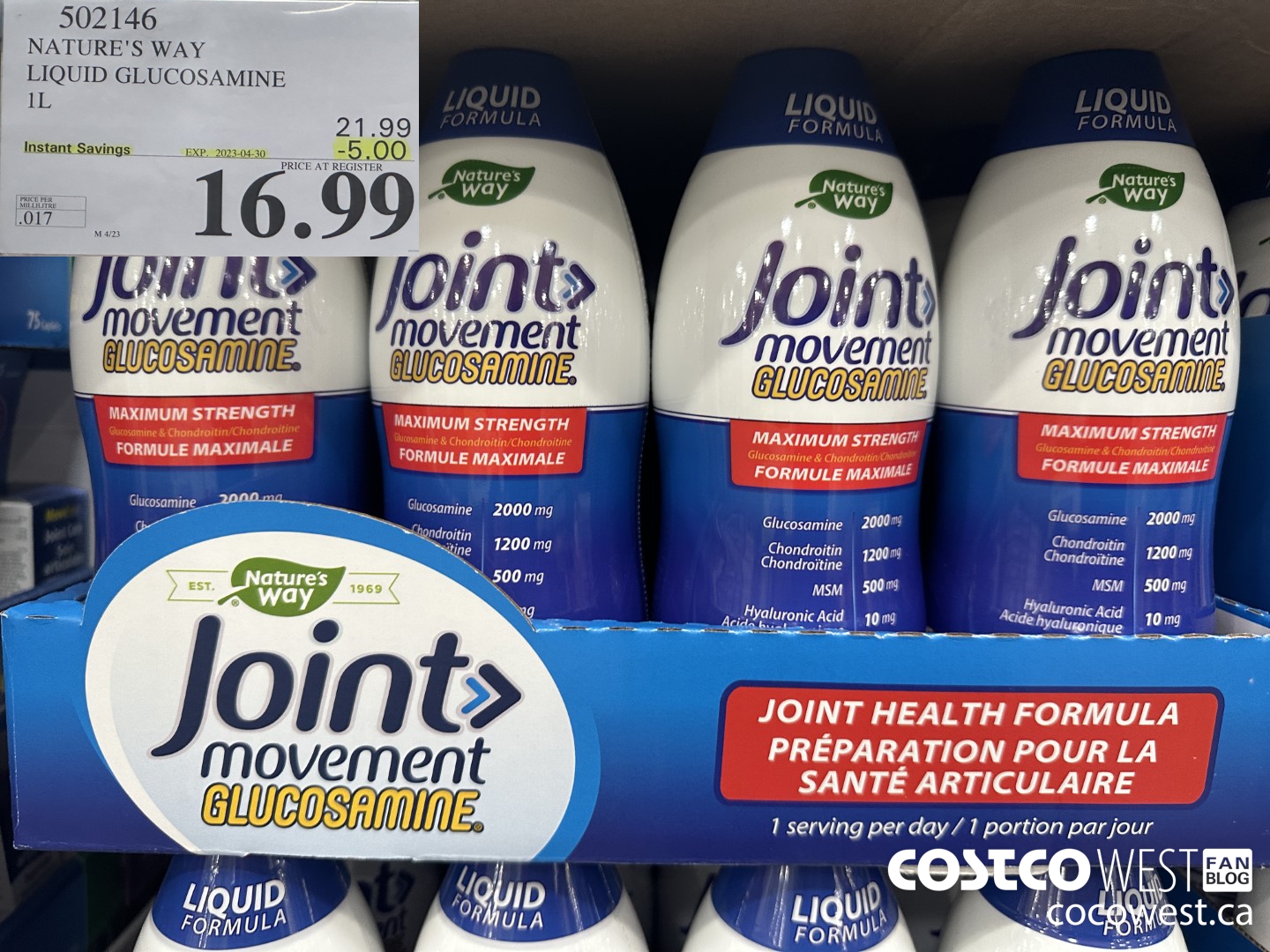 502146 NATURE'S WAY LIQUID GLUCOSAMINE 1 L ($5.00 INSTANT SAVINGS EXPIRES ON 2023-04-30) $16.99