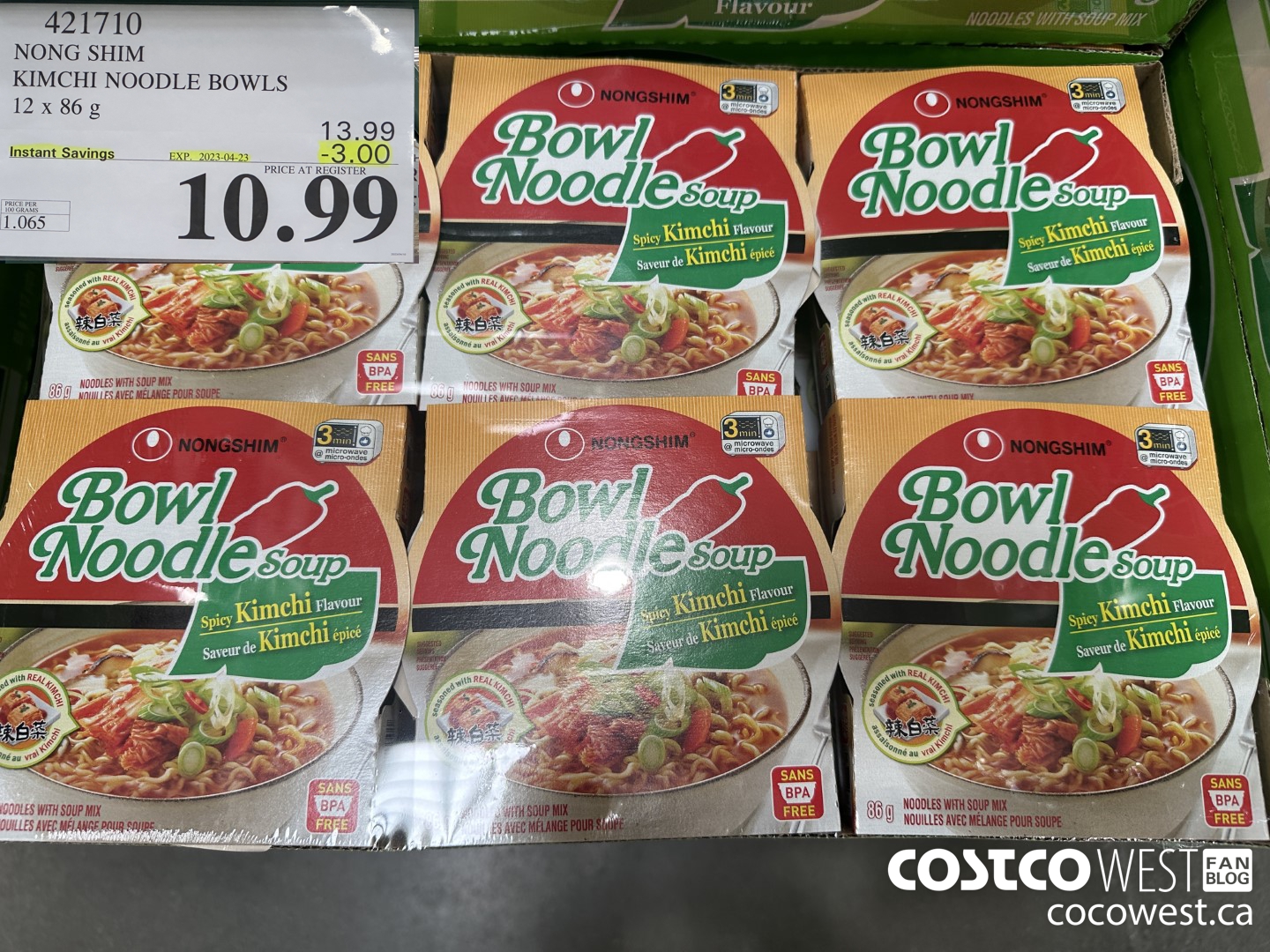 421710 NONG SHIM KIMCHI NOODLE BOWLS 12 x 86g ($3.00 INSTANT SAVINGS EXPIRES ON 2023-04-23) $10.99