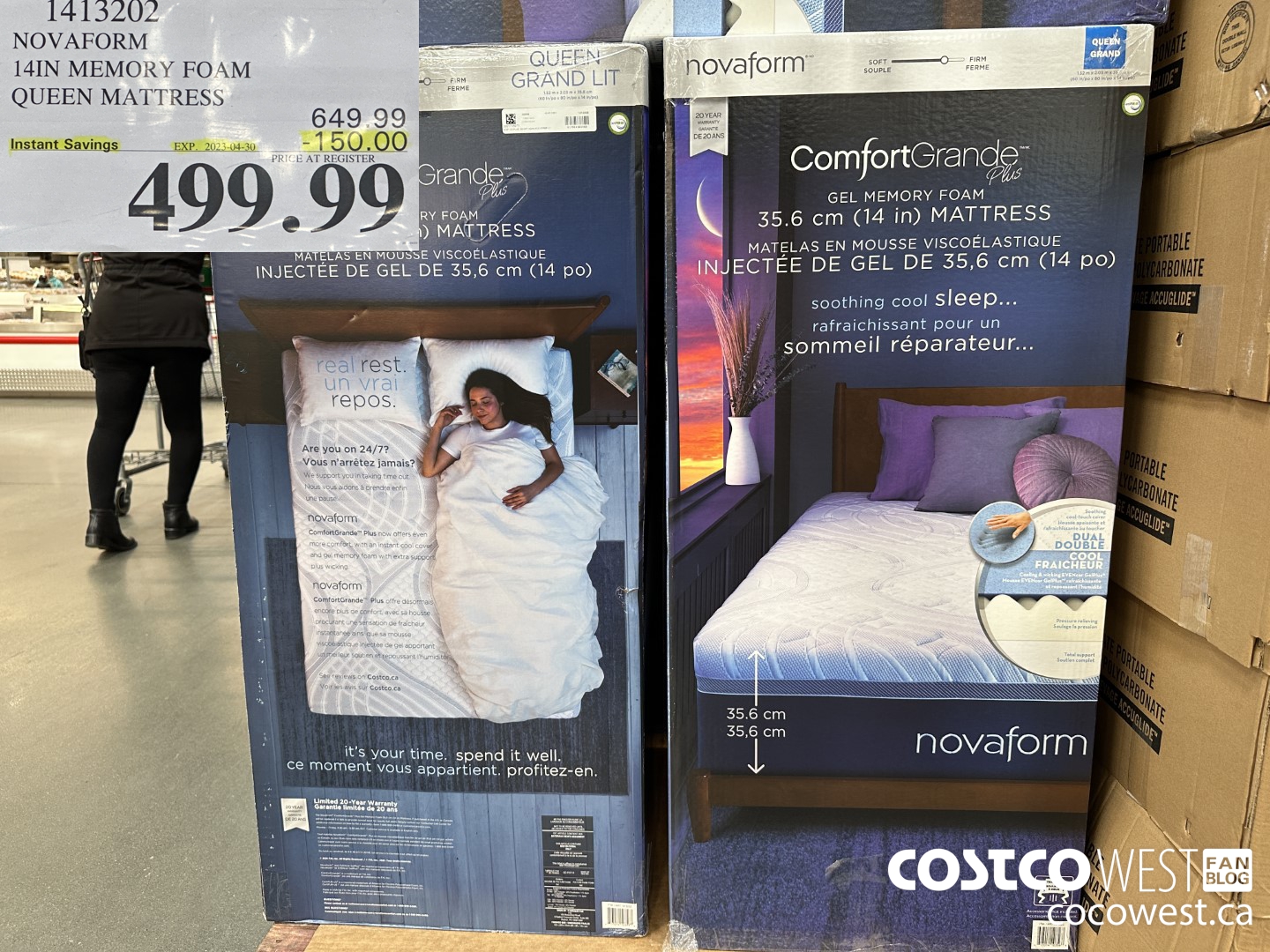 1413202 NOVAFORM COMFORTGRANDE PLUS QUEEN MATTRESS ($150.00 INSTANT SAVINGS EXPIRES ON 2023-04-30) $499.99