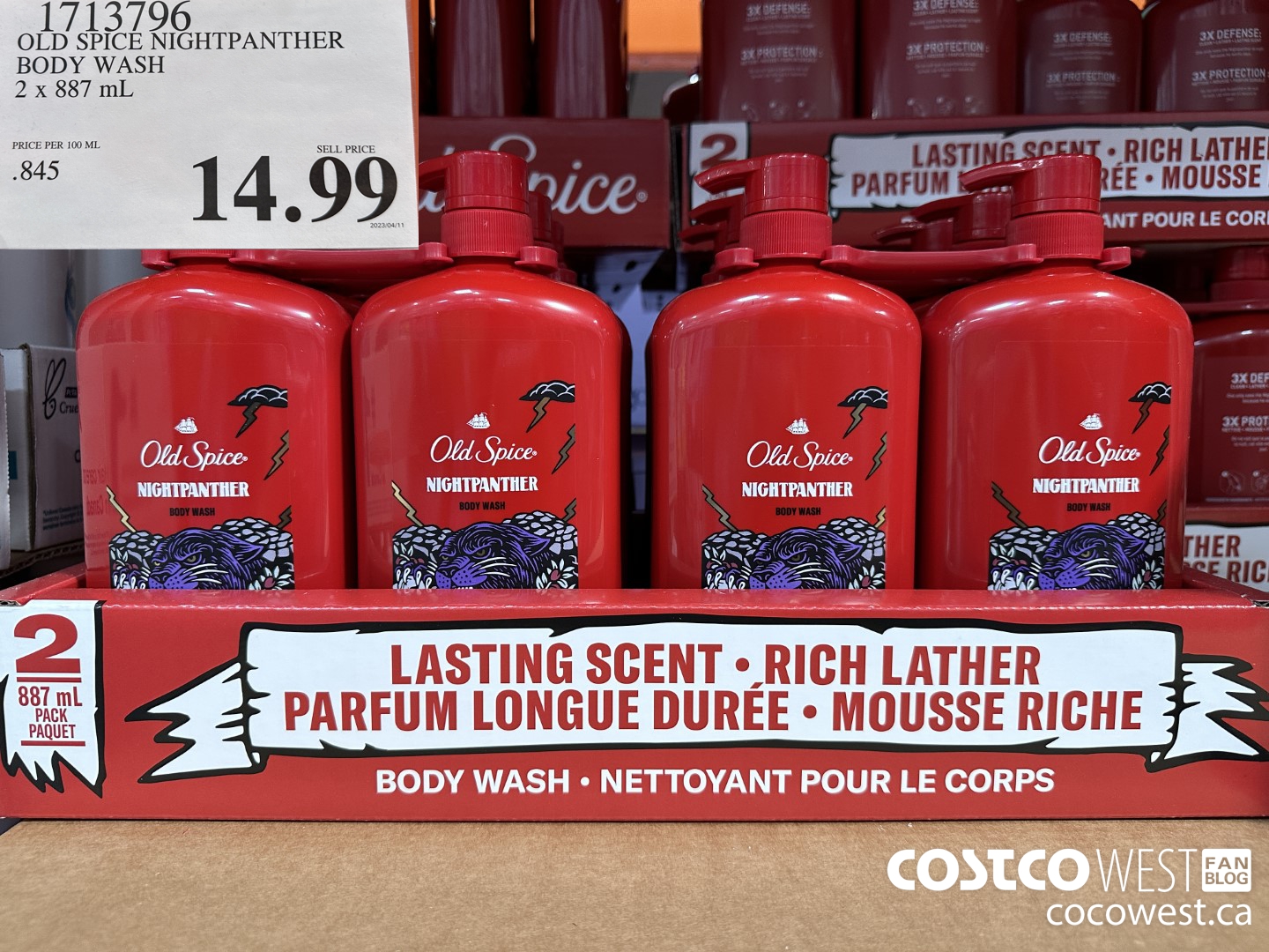 1713796 OLD SPICE NIGHTPANTHER BODY WASH 2 X 887 ML $14.99