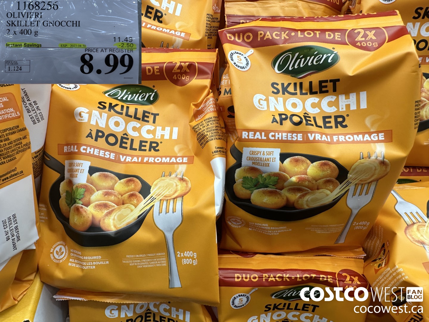 1168256 OLIVIERI SKILLET GNOCCHI 2 x 400 g ($2.50 INSTANT SAVINGS EXPIRES ON 2023-04-30) $8.99