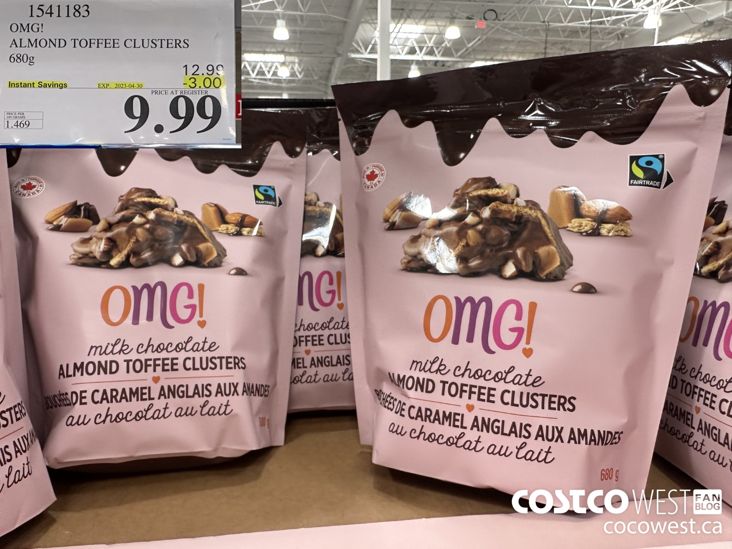 1541183 OMG! ALMOND TOFFEE CLUSTERS 680g  ($3.00 INSTANT SAVINGS EXPIRES ON 2023-04-30) $9.99