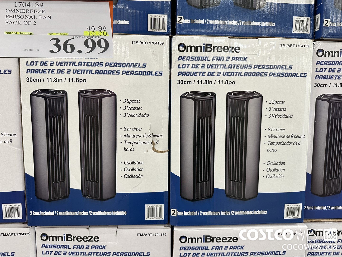 1704139 OMNIBREEZE PERSONAL FAN PACK OF 2 ($10.00 INSTANT SAVINGS EXPIRES ON 2023-04-23) $36.99