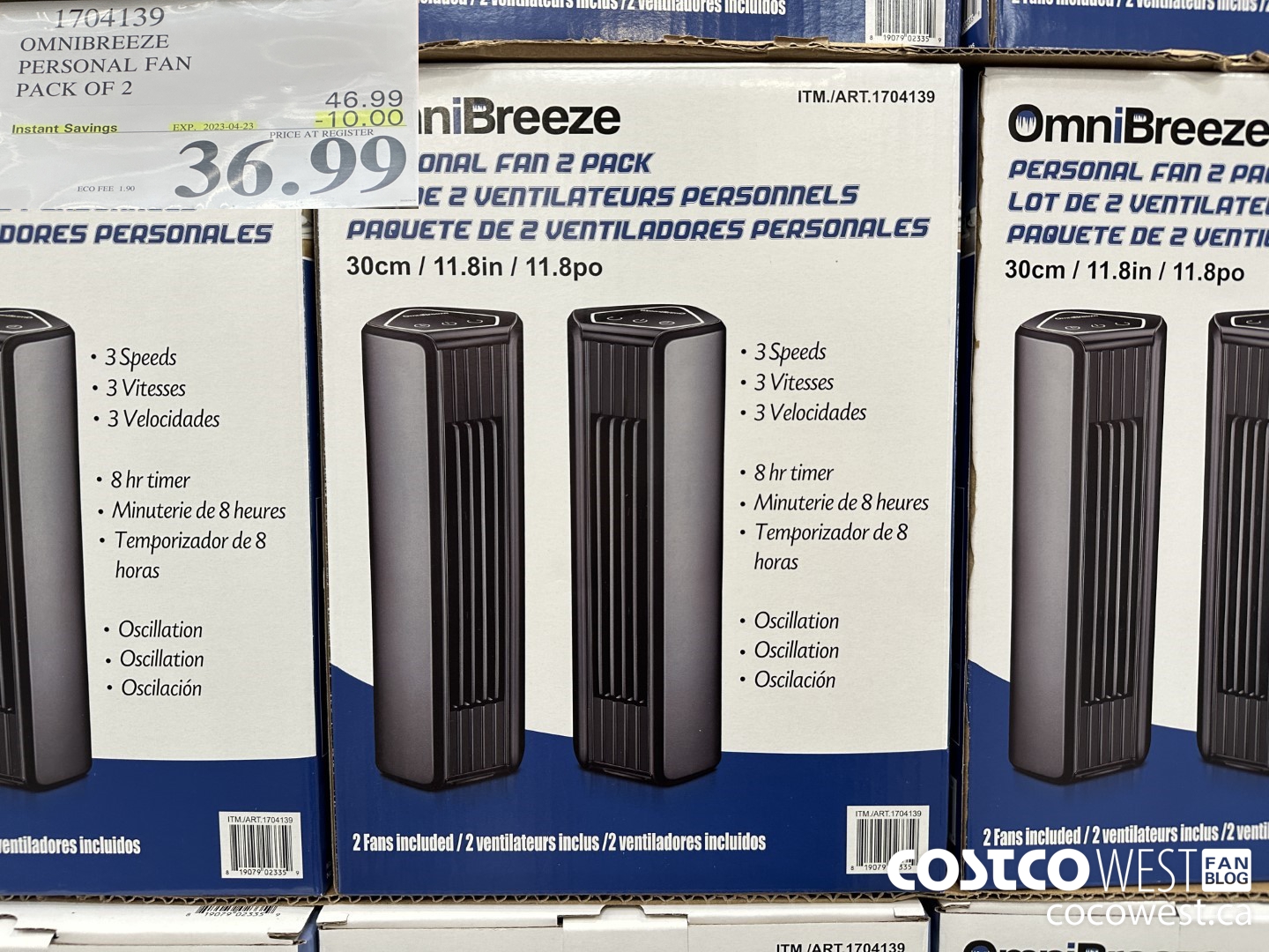 1704139 OMNIBREEZE PERSONAL FAN PACK OF 2 ($10.00 INSTANT SAVINGS EXPIRES ON 2023-04-23) $36.99