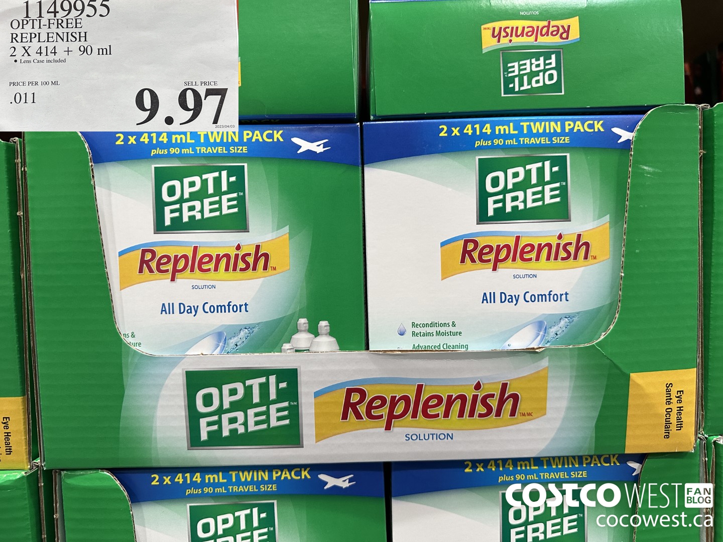 1149955 OPTI-FREE REPLENISH 2 X 414 + 90 ml $9.97