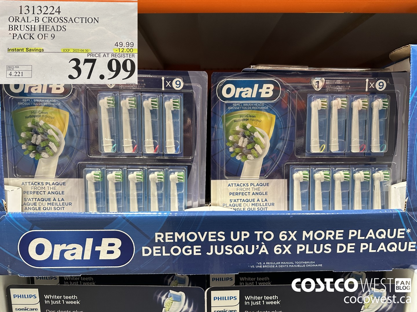 1313224 ORAL-B CROSSACTION BRUSH HEADS PACK OF 9 ($12.00 INSTANT SAVINGS EXPIRES ON 2023-04-30) $37.99
