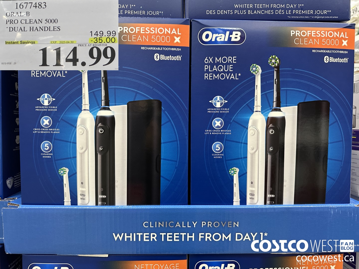 1677483 ORAL-B PRO CLEAM 5000 DUAL HANDLES ($35.00 INSTANT SAVINGS EXPIRES ON 2023-04-30) $114.99