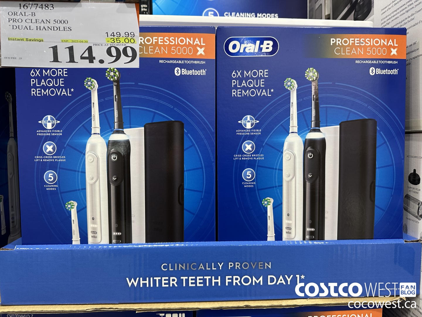 1677483 ORAL-B PRO CLEAM 5000 DUAL HANDLES ($35.00 INSTANT SAVINGS EXPIRES ON 2023-04-30) $114.99