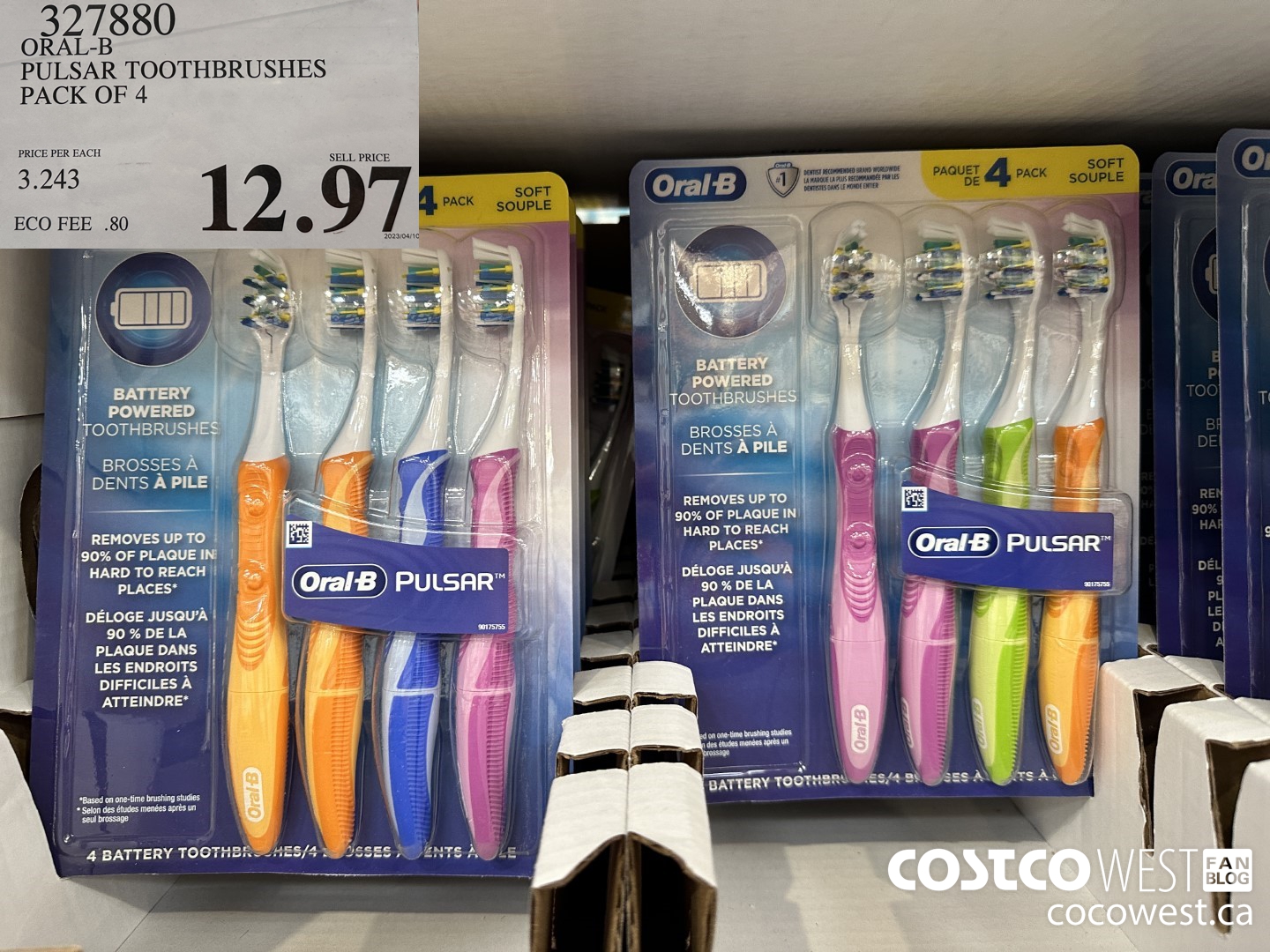 327880 ORAL-B PULSAR TOOTHBRUSH PACK OF 4 $12.97