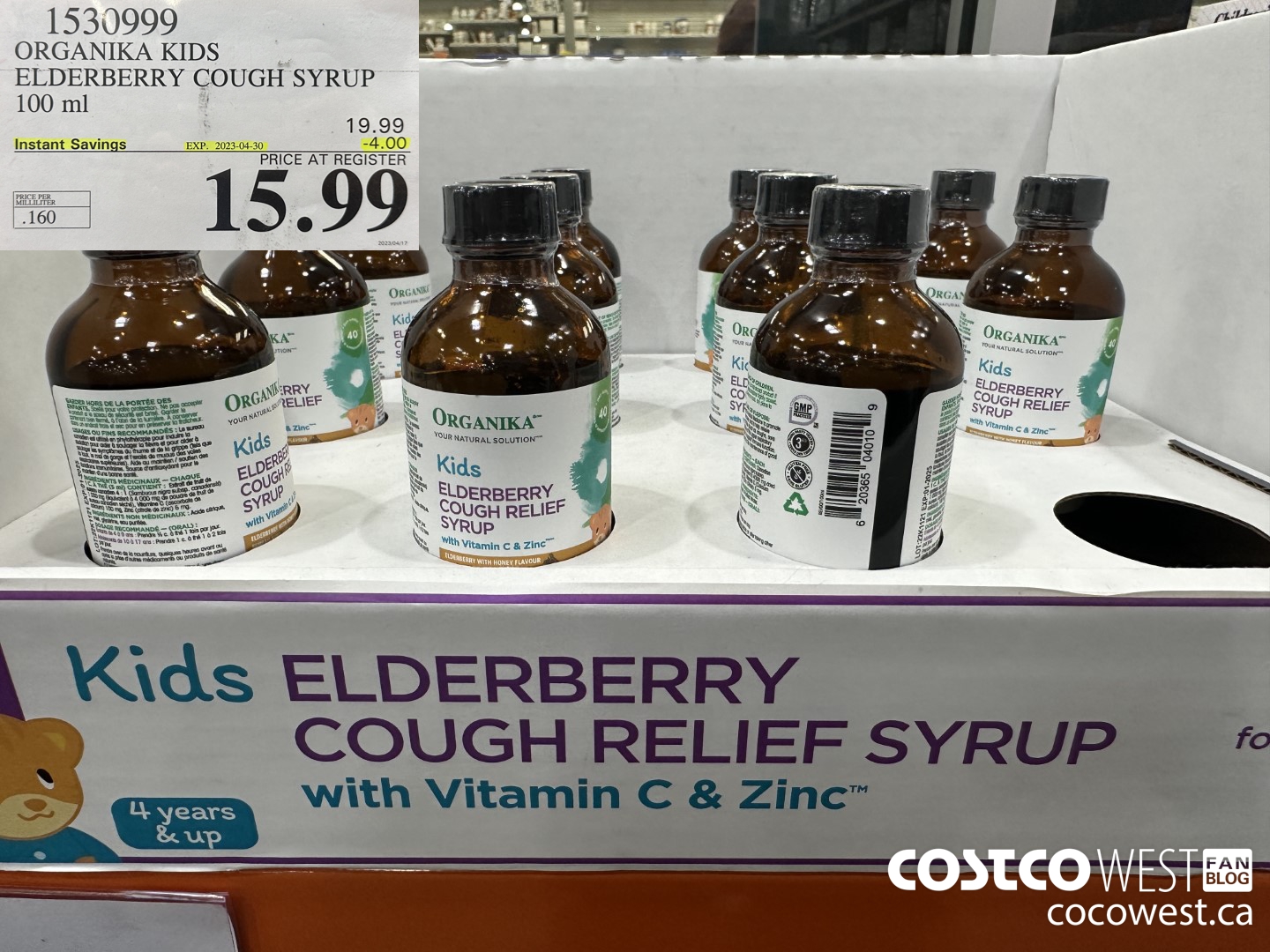 1530999 ORGANIKA KIDS ELDERBERRY COUGH SYRUP 100ML ($4.00 INSTANT SAVINGS EXPIRES ON 2023-04-30) $15.99