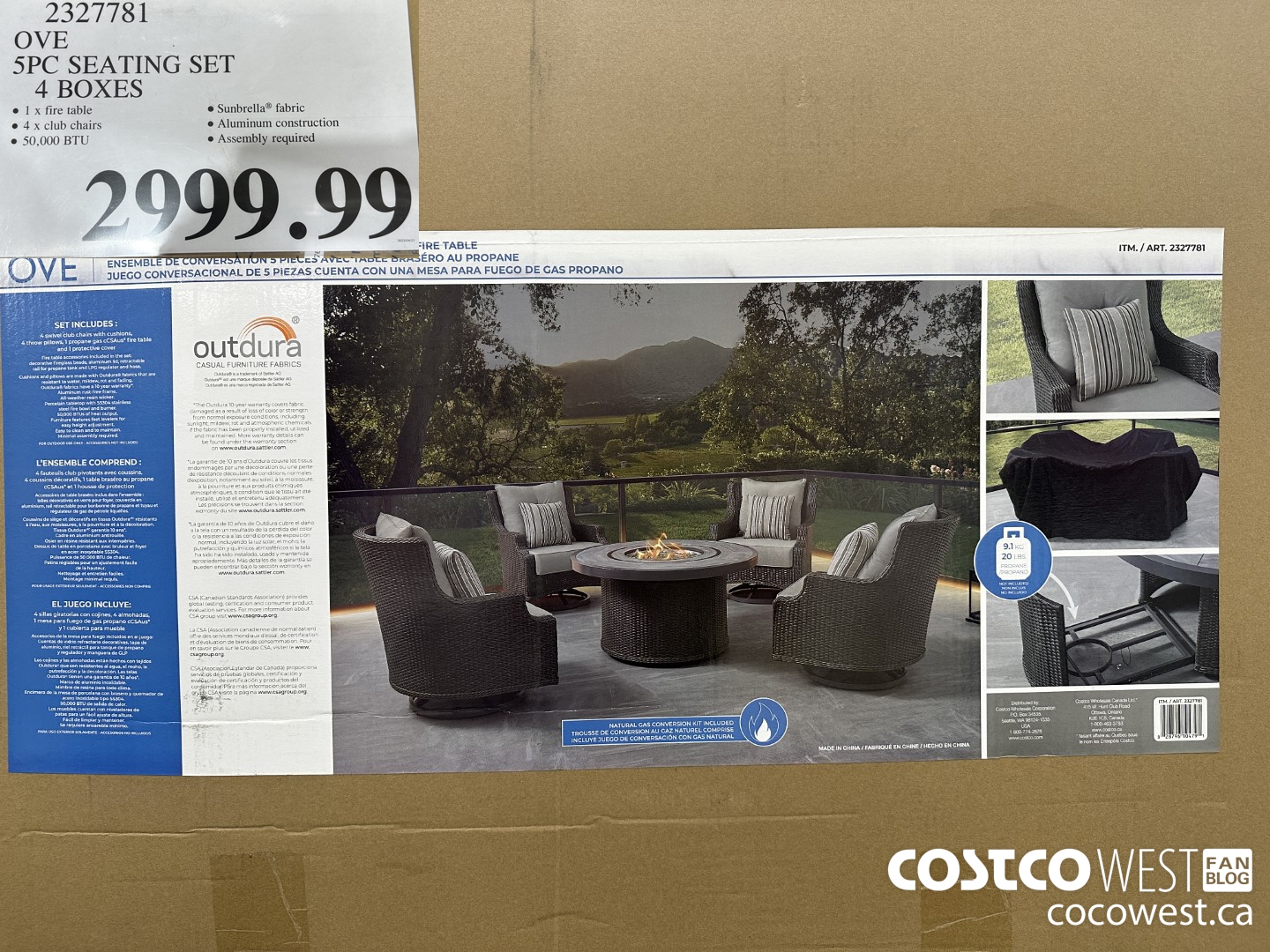 2327781 OVE 5PC SEATING SET 4 BOXES $2999.99