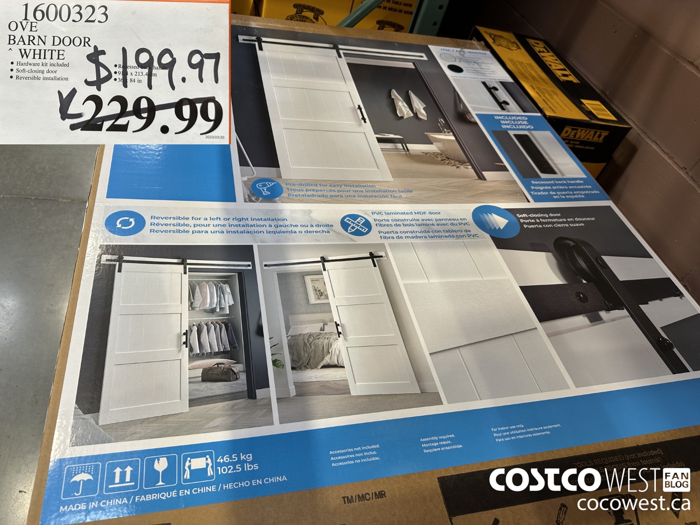 1600323 OVE BARN DOOR WHITE  $199.97