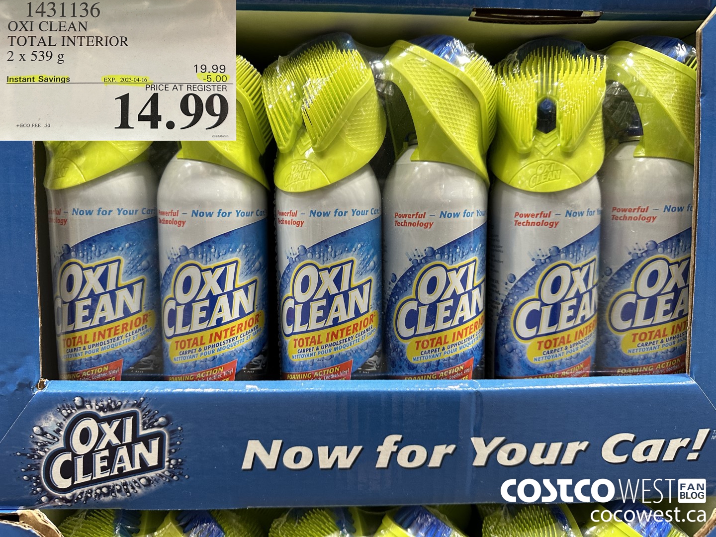 1431136 OXI CLEAN TOTAL INTERIOR 2 x 539 g ($5.00 INSTANT SAVINGS EXPIRES ON 2023-04-16) $14.99