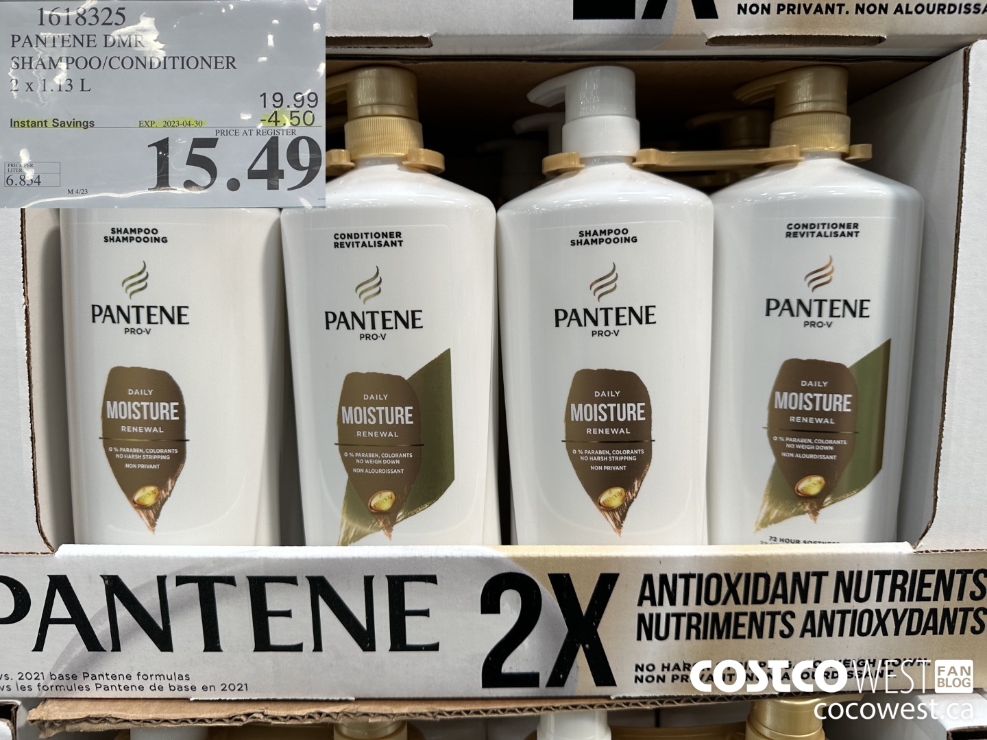 1618325 PANTENE DMR SHAMPOO/CONDIRIONER 2 x 1.13 L ($4.50 INSTANT SAVINGS EXPIRES ON 2023-04-30) $15.49