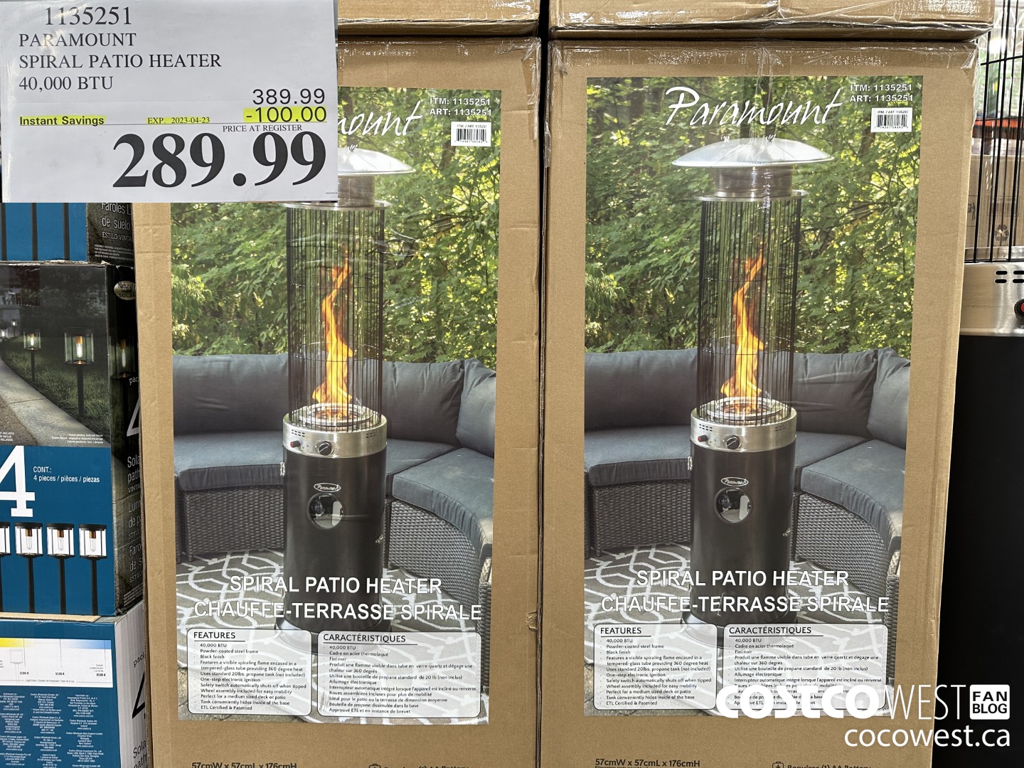 1135251 PARAMOUNT SPIRAL PATIO HEATER 40,000 BTU ($100.00 INSTANT SAVINGS EXPIRES ON 2023-04-23) $289.99