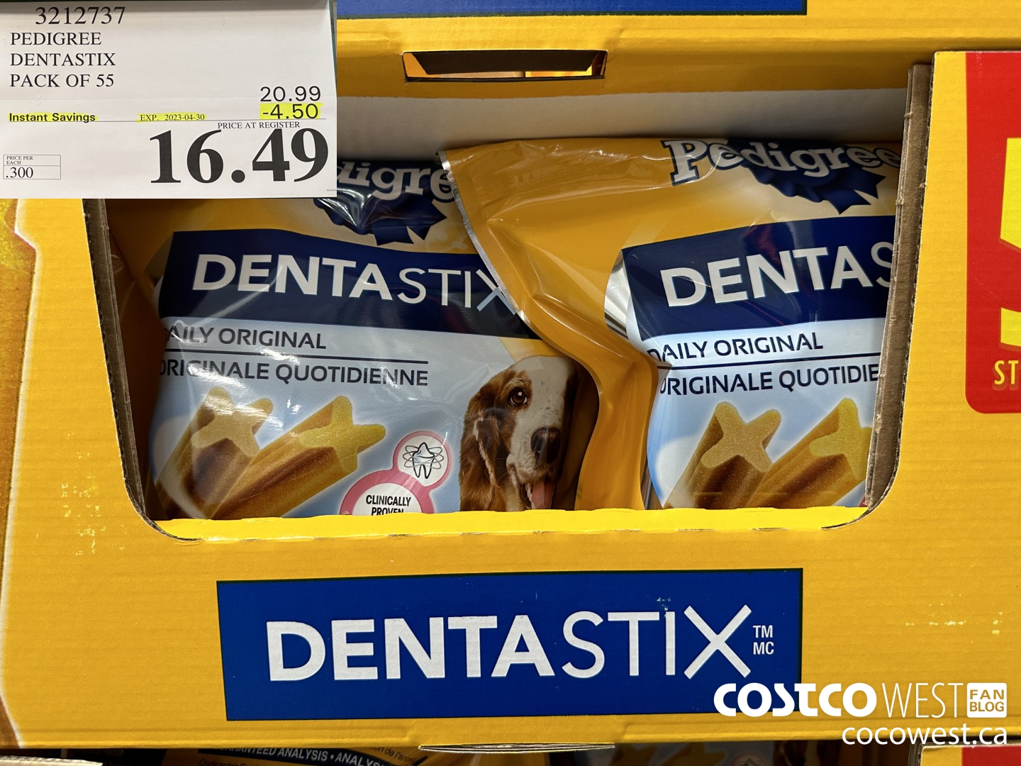 3212737 PEDIGREE DENTASTIX PACK OF 55 ($4.50 INSTANT SAVINGS EXPIRES ON 2023-04-30) $16.49