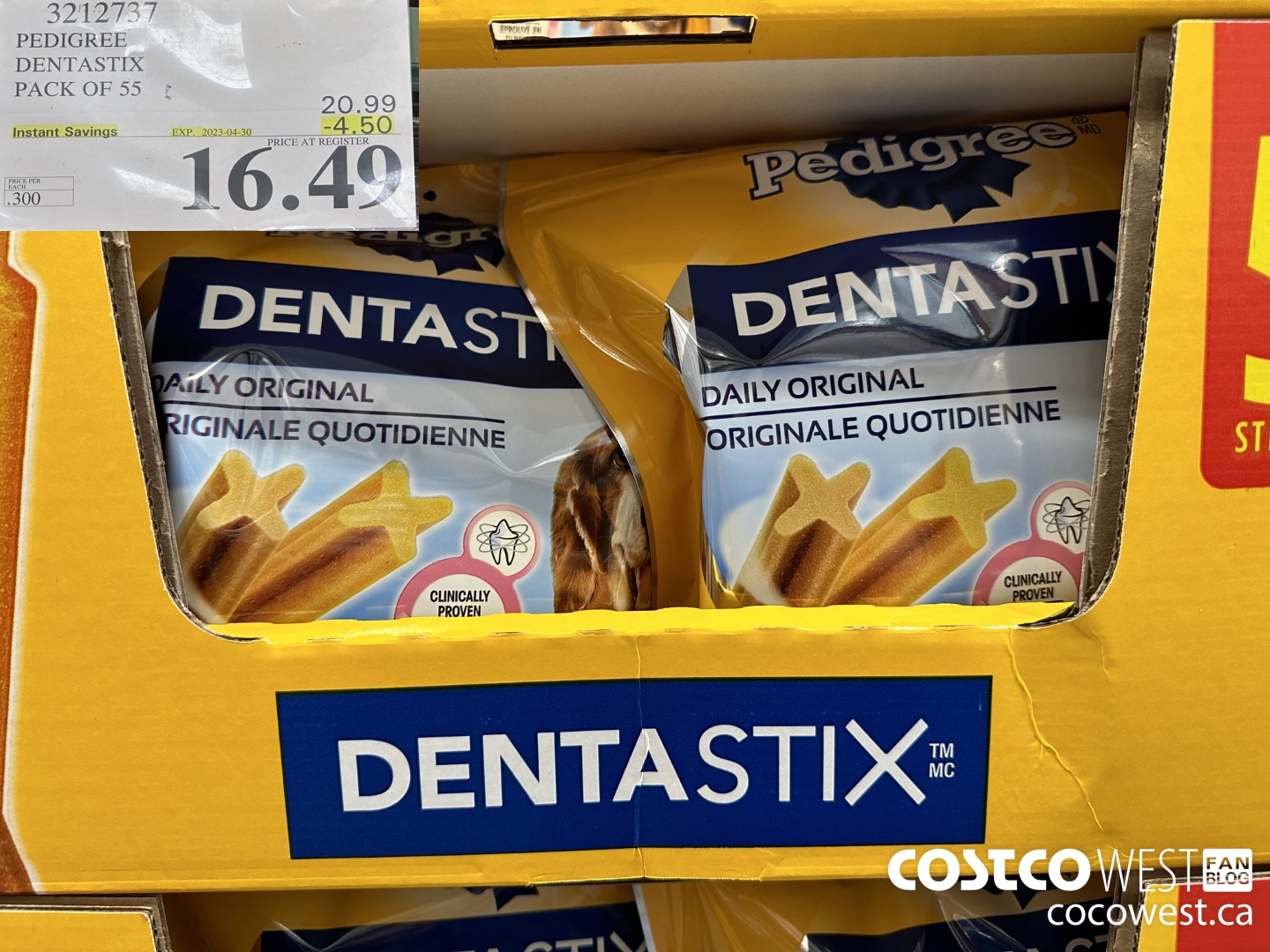 3212737 PEDIGREE DENTASTIX PACK OF 55 ($4.50 INSTANT SAVINGS EXPIRES ON 2023-04-30) $16.49