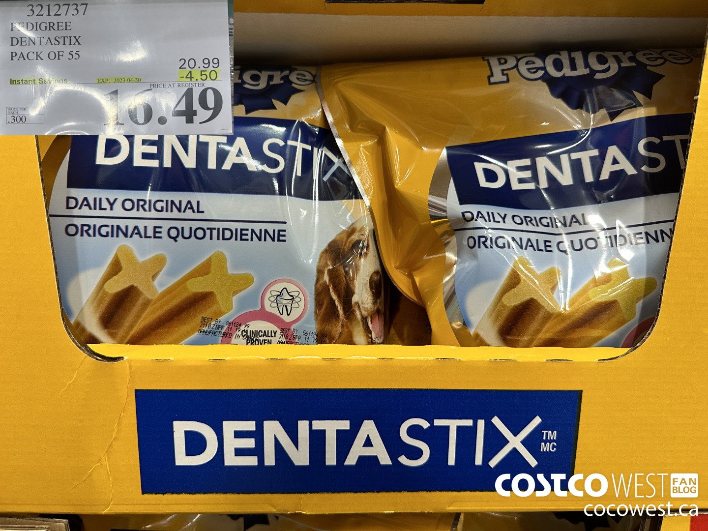 3212737 PEDIGREE DENTASTIX PACK OF 55 ($4.50 INSTANT SAVINGS EXPIRES ON 2023-04-30) $16.49