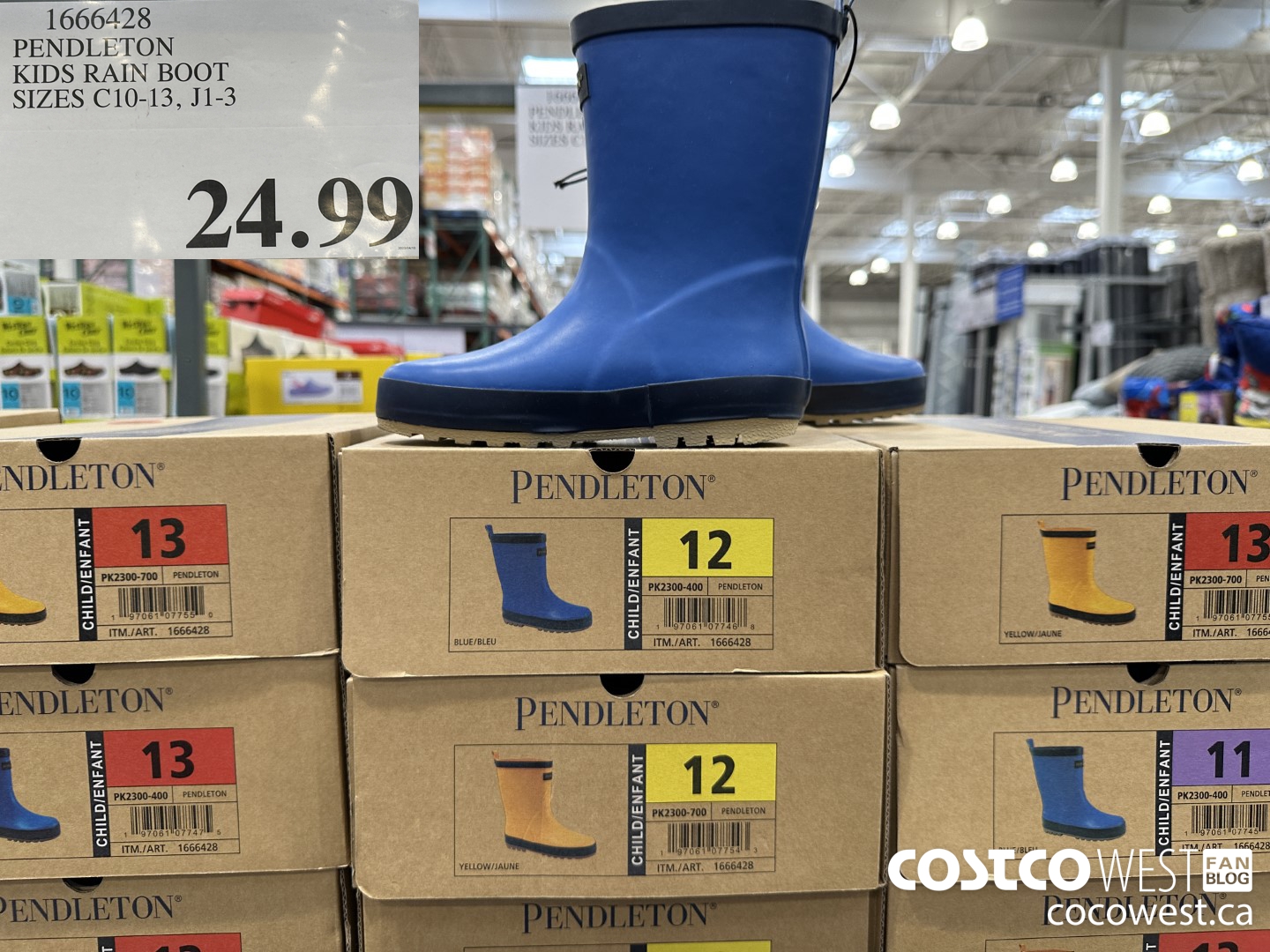 1666428 PENDLETON KIDS RAIN BOOTS SIZES C10-13, J1-3 $24.99