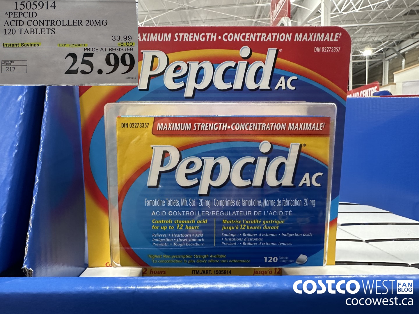 1505914 PEPCID ACID CONTROLLER 20MG 120 TABLETS ($8.00 INSTANT SAVINGS EXPIRES ON 2023-04-23) $25.99