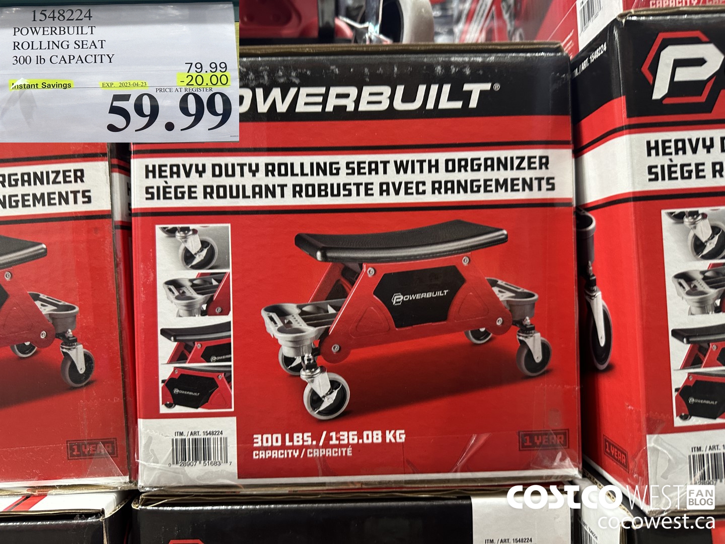 1548224 POWERBUILT ROLLING SEAT 300 LB CAPACITY ($20.00 INSTANT SAVINGS EXPIRES ON 2023-04-23) $59.99