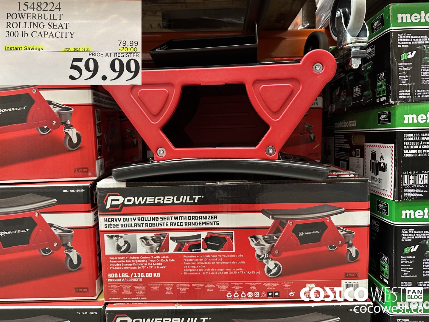 1548224 POWERBUILT ROLLING SEAT WITH 300 LB CAPACITY ($20.00 INSTANT SAVINGS EXPIRES ON 2023-04-23) $59.99