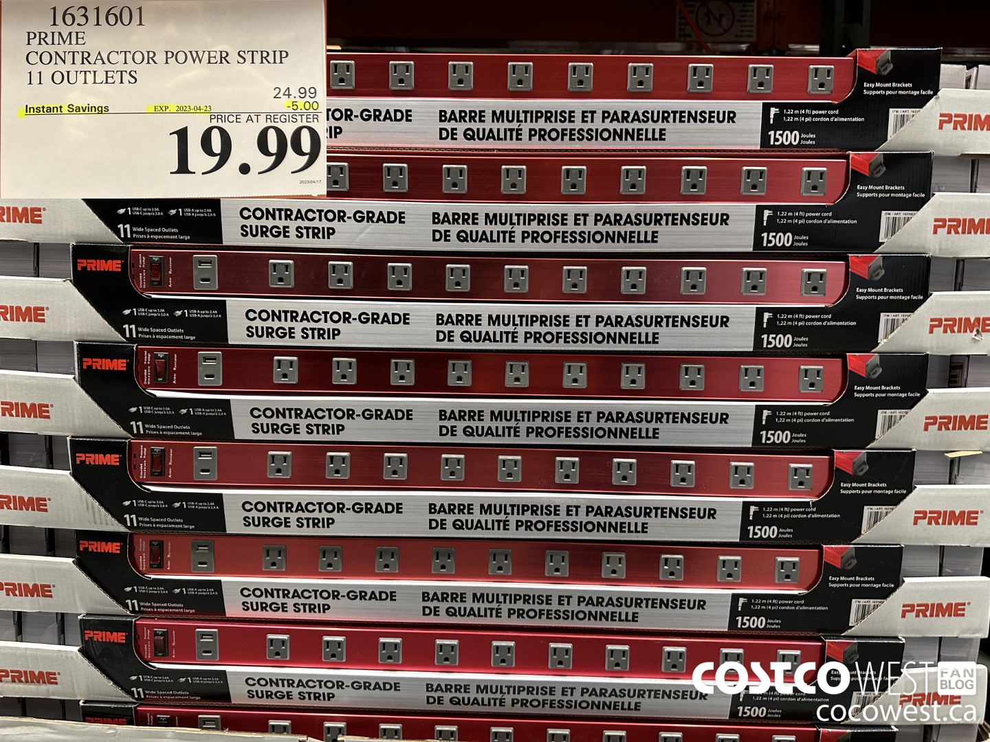 1631601 PRIME CONTRACTOR POWER STRIP 11 OUTLETS ($5.00 INSTANT SAVINGS EXPIRES ON 2023-04-23) $19.99