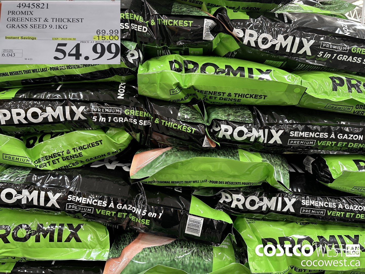 4945821 PROMIX GREENEST & THICKEST GRASS SEED 9.1 KG ($15.00 INSTANT SAVINGS EXPIRES ON 2023-04-30) $54.99