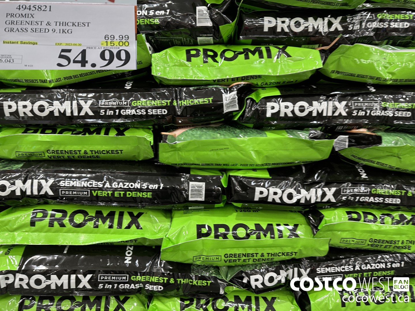 4945821 PROMIX GREENEST & THICKEST GRASS SEED 9.1 KG ($15.00 INSTANT SAVINGS EXPIRES ON 2023-04-30) $54.99
