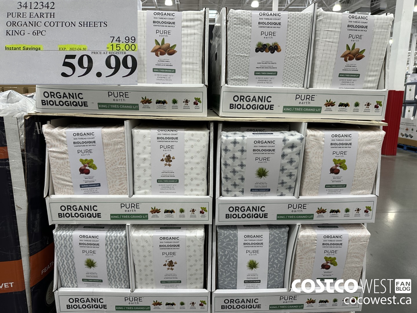 3412342 PURE EARTH ORGANIC COTTON SHEETS KING 6PC ($15.00 INSTANT SAVINGS EXPIRES ON 2023-04-30) $59.99