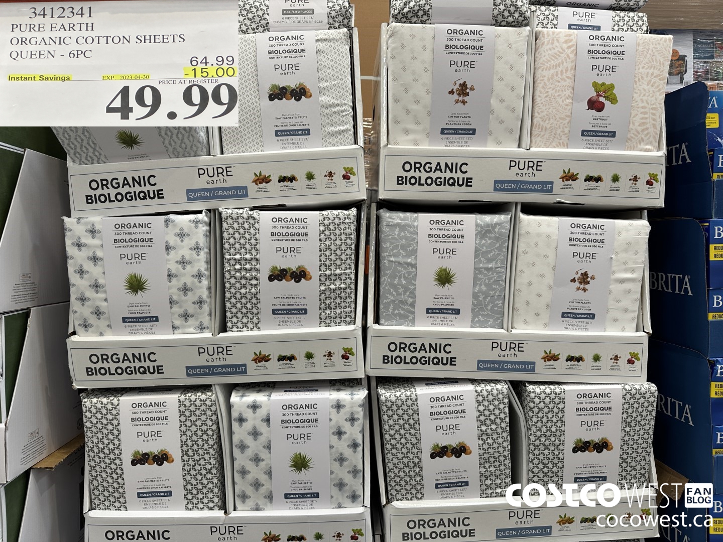 3412341 PURE EARTH ORGANIC COTTON SHEETS QUEEN 6 PC ($15.00 INSTANT SAVINGS EXPIRES ON 2023-04-30) $49.99