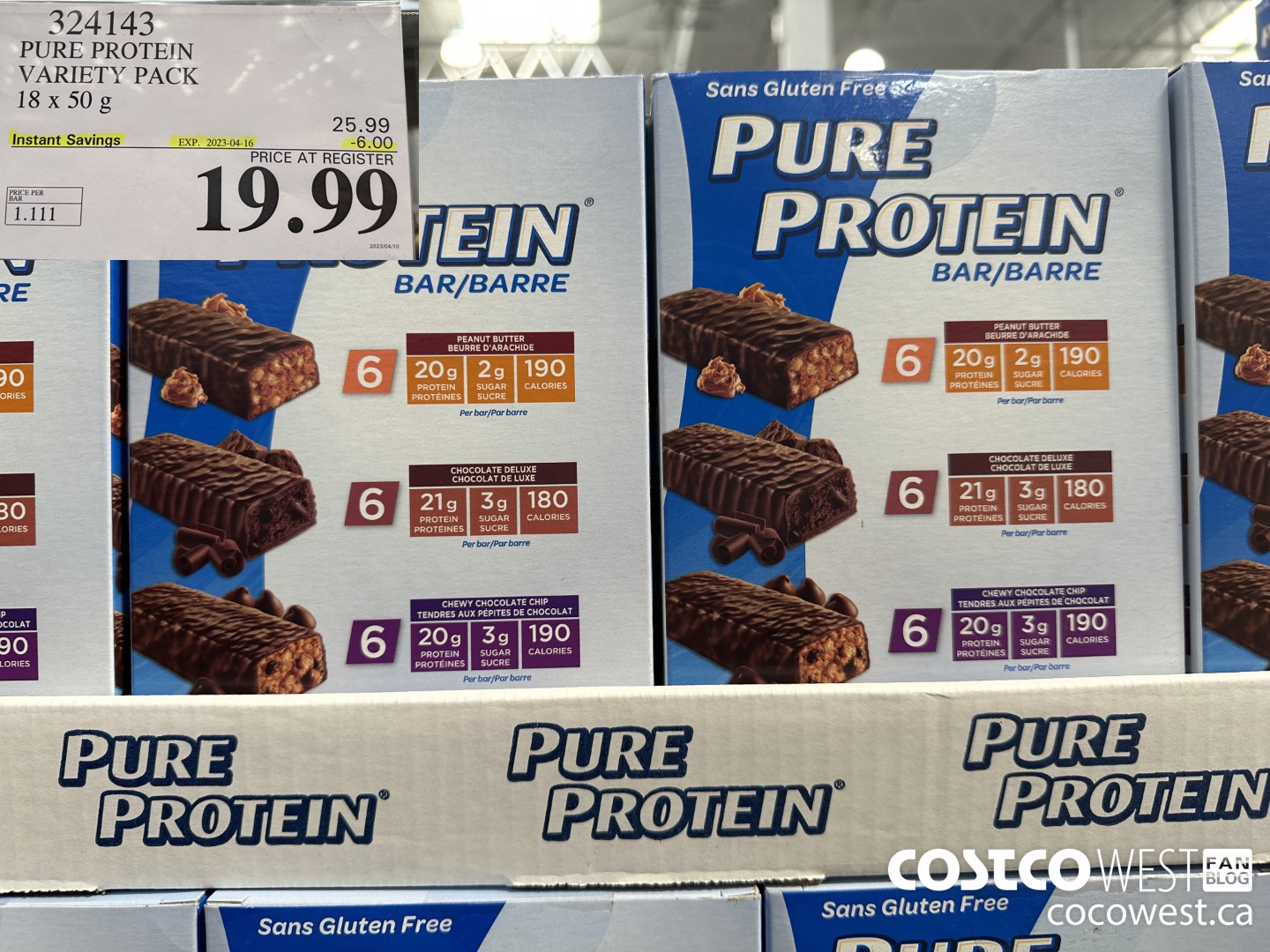 324143 PURE PROTEIN VARIETY PACK 18 x 50g ($6.00 INSTANT SAVINGS EXPIRES ON 2023-04-16) $19.99