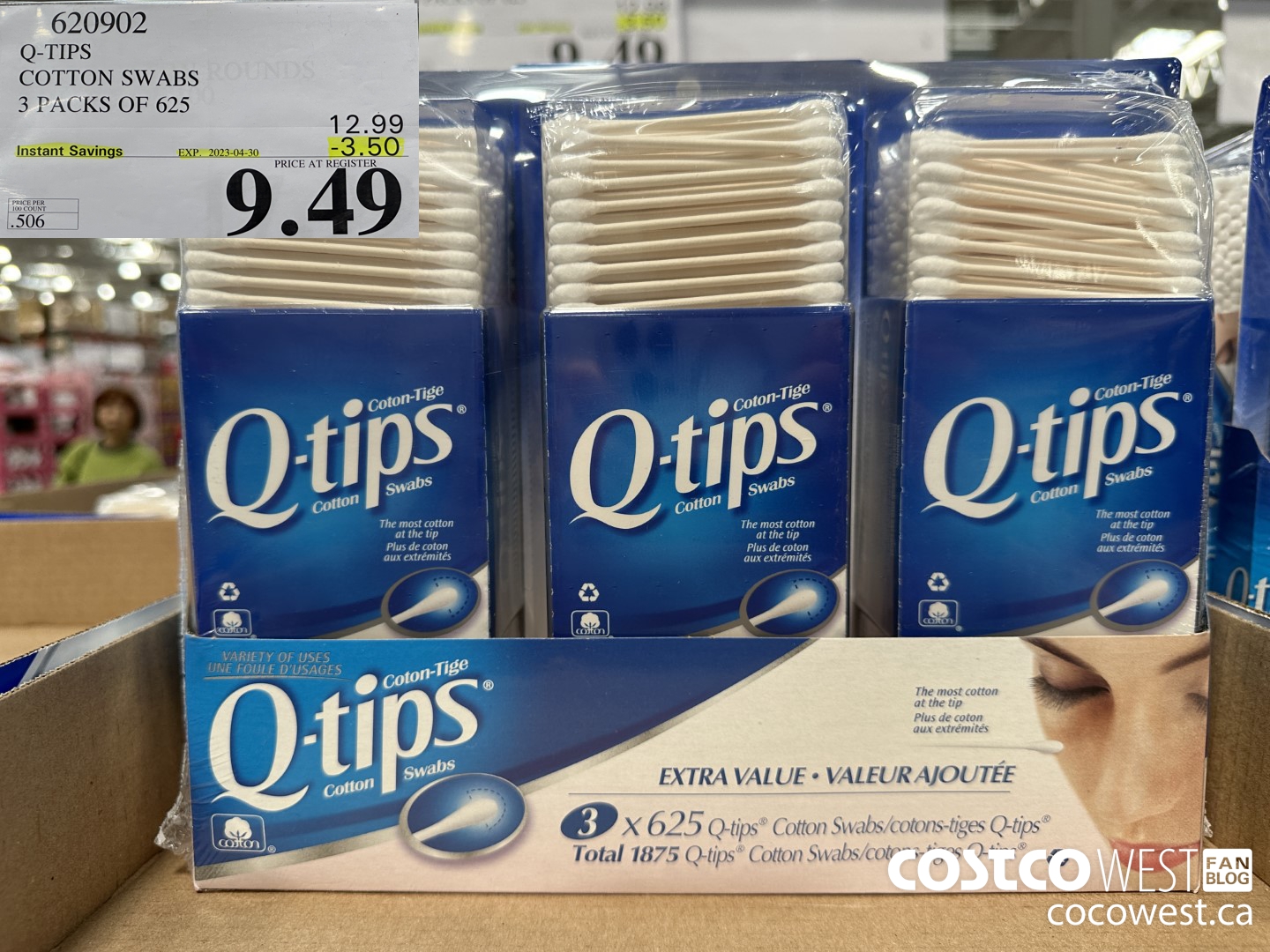 620902 Q-TIPS COTTON SWABS 3 PACKS OF 625 ($3.50 INSTANT SAVINGS EXPIRES ON 2023-04-30) $9.49
