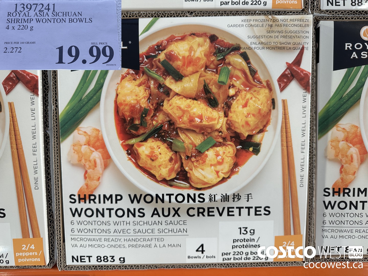 1397241 ROYAL ASIA SICHUAN SHRIMP WONTON BOWLS 4 X 220 G $19.99