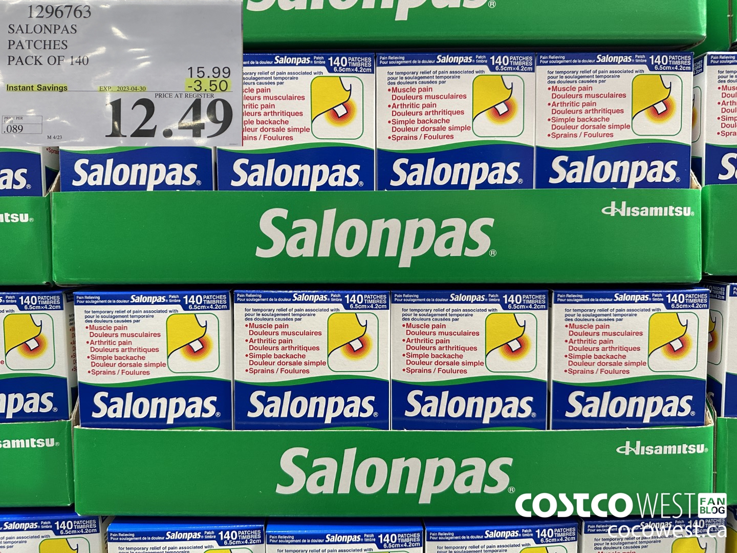 1296763 SALONPAS PATCHES PACK OF 140 ($3.50 INSTANT SAVINGS EXPIRES ON 2023-04-30) $12.49